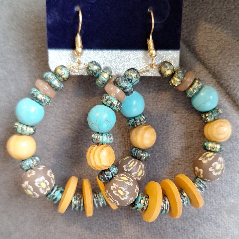 3 For $15 Bohemian Beaded Hoop Earrings - Picture 2 of 5